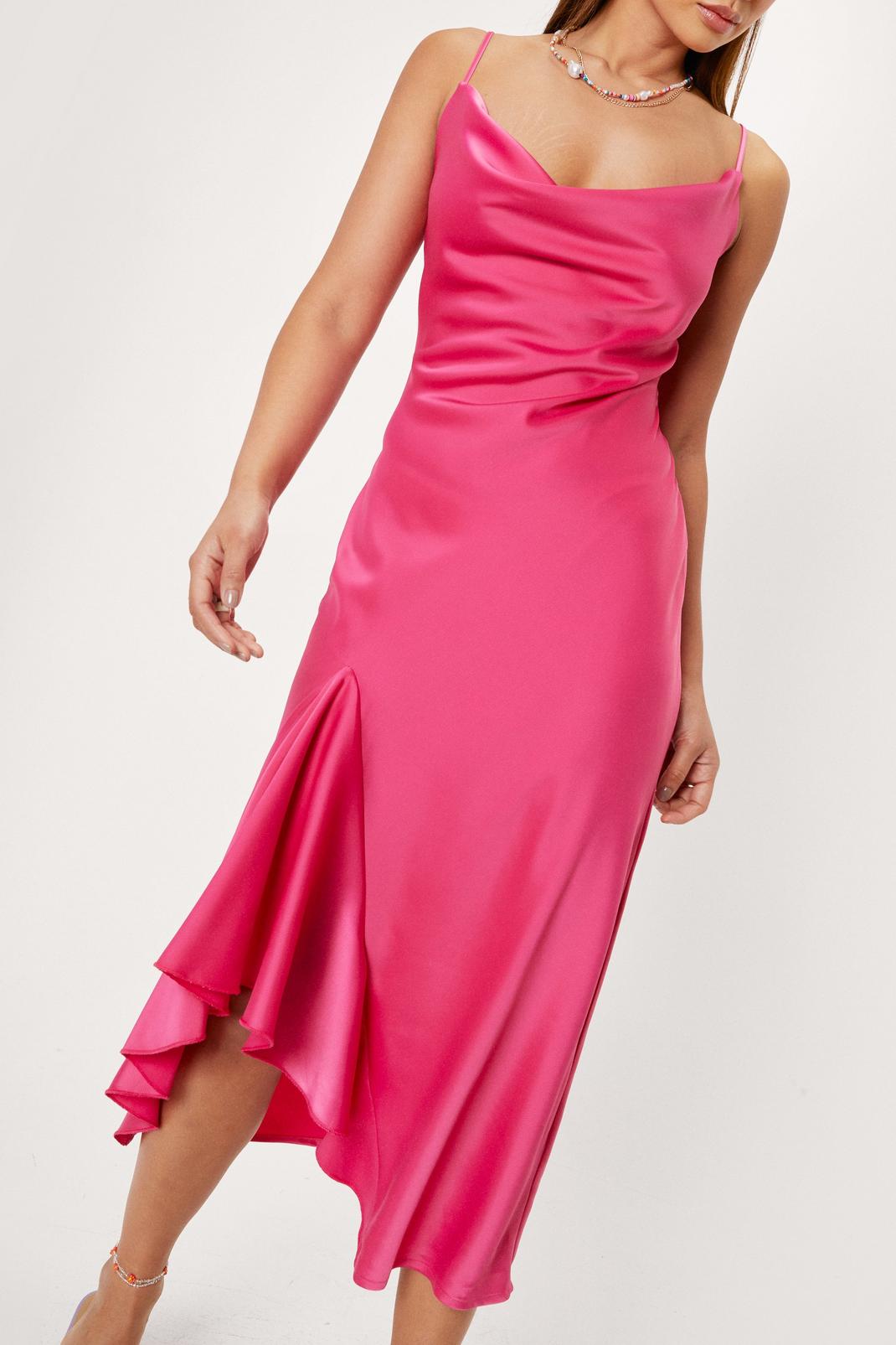 satin cowl neck midi